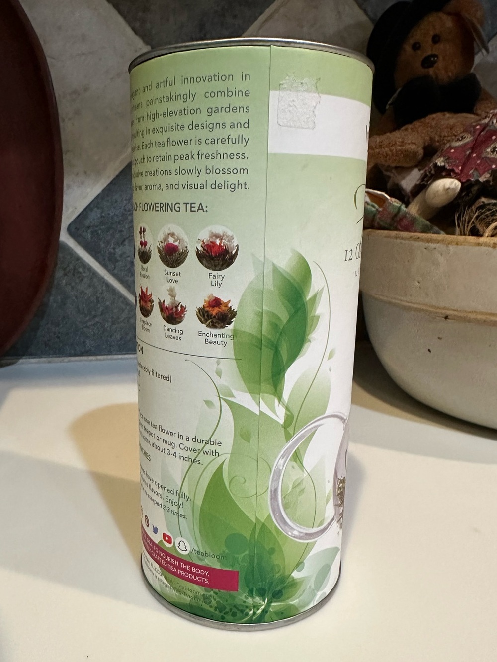 2020 TEABLOOM FLOWERING GREEN TEA FLOWERS 11 CT COLLECTIBLE TIN HEALTHY HOT COLD - Picture 9 of 12